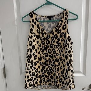 Ann Taylor Black and Tan Leopard Tank Top